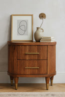 Ribbed Bedside Nightstand with Brass Accents Artisan