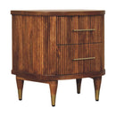 Ribbed Bedside Nightstand with Brass Accents Artisan