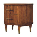 Ribbed Bedside Nightstand with Brass Accents Artisan