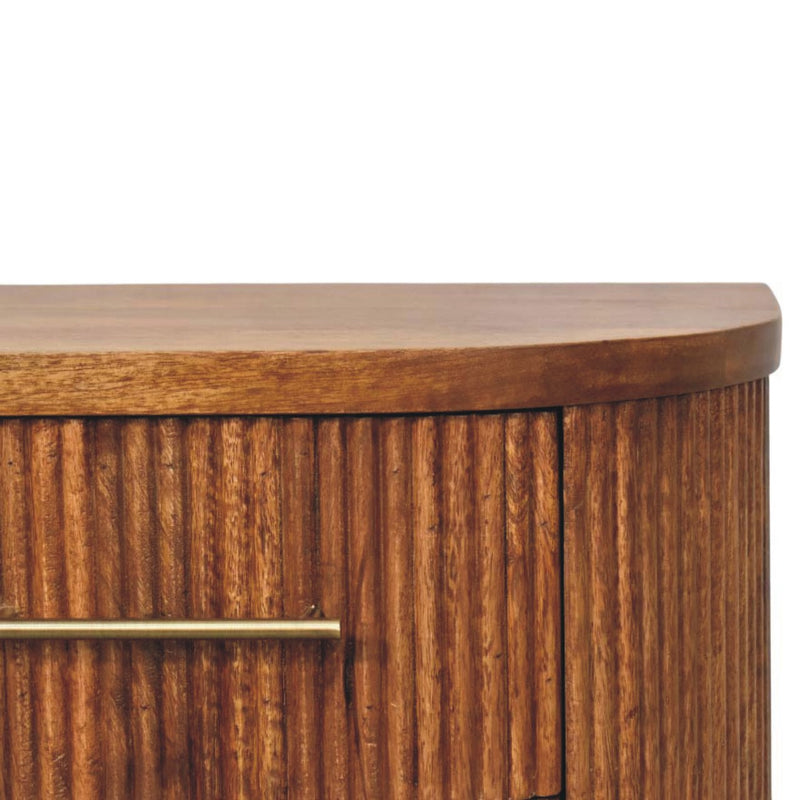 Ribbed Bedside Nightstand with Brass Accents Artisan