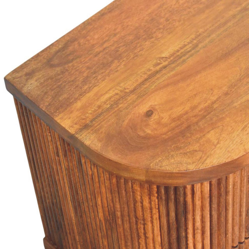 Ribbed Bedside Nightstand with Brass Accents Artisan