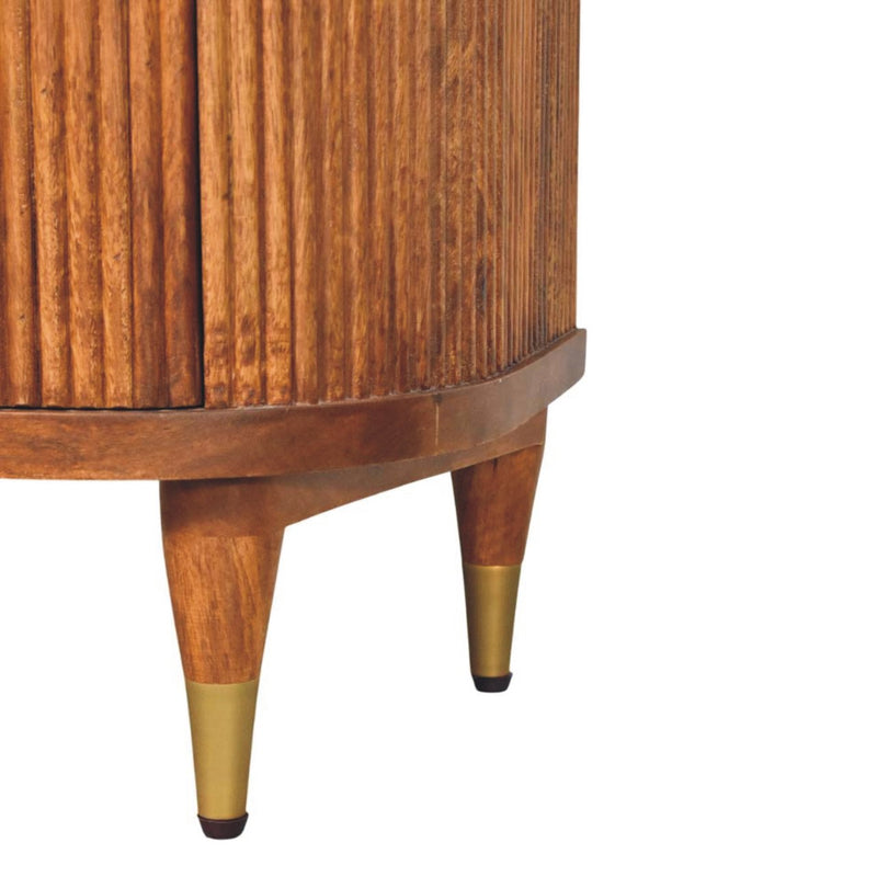 Ribbed Bedside Nightstand with Brass Accents Artisan