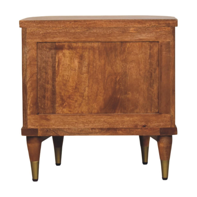 Ribbed Bedside Nightstand with Brass Accents Artisan
