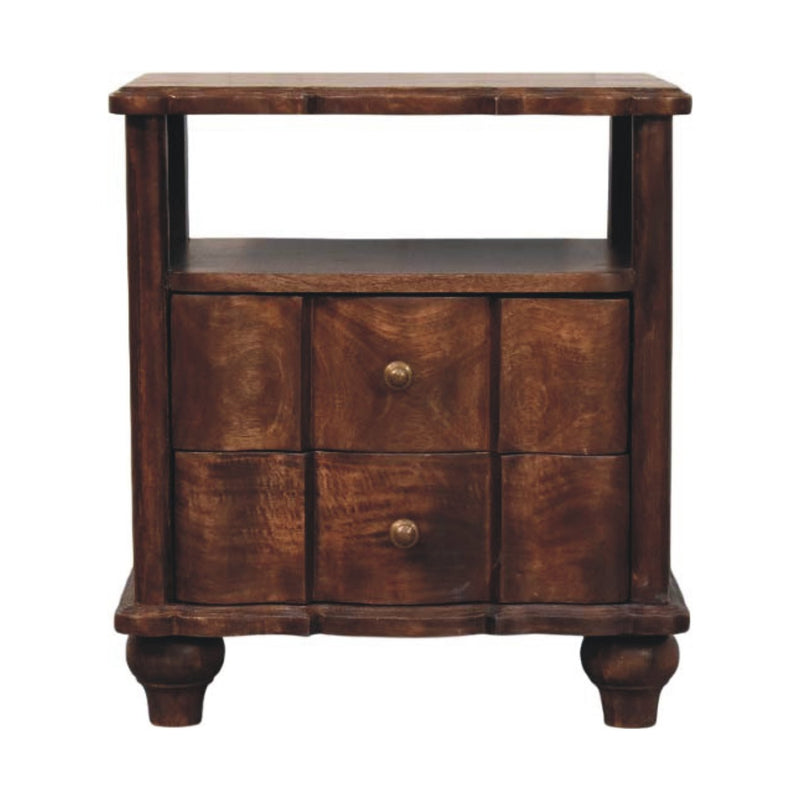 2-Drawer Bedside Nightstand with Open Shelf Artisan