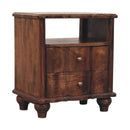 2-Drawer Bedside Nightstand with Open Shelf Artisan