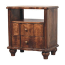 2-Drawer Bedside Nightstand with Open Shelf Artisan