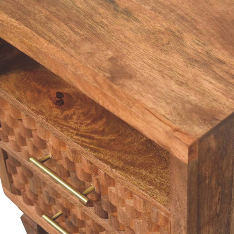 Arno Bedside Nightstand in Golden Teak Artisan
