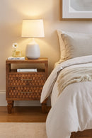 Arno Bedside Nightstand in Golden Teak Artisan