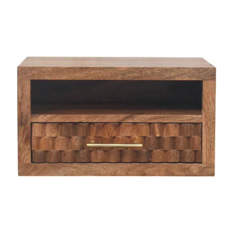 Arno Wall-Mounted Nightstand in Golden Teak Artisan