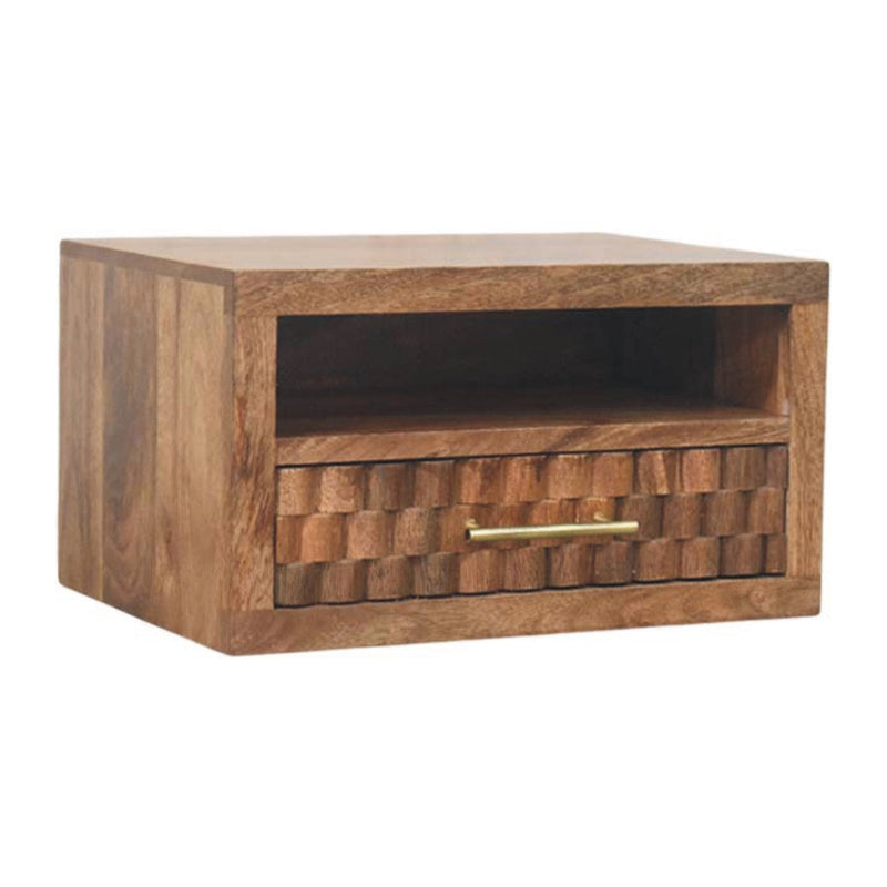 Arno Wall-Mounted Nightstand in Golden Teak Artisan