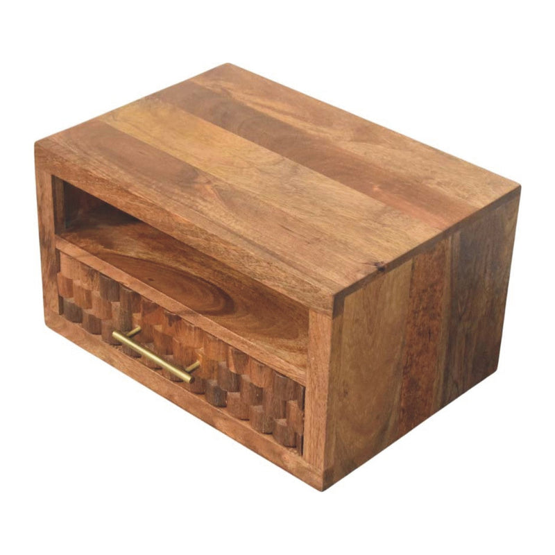 Arno Wall-Mounted Nightstand in Golden Teak Artisan