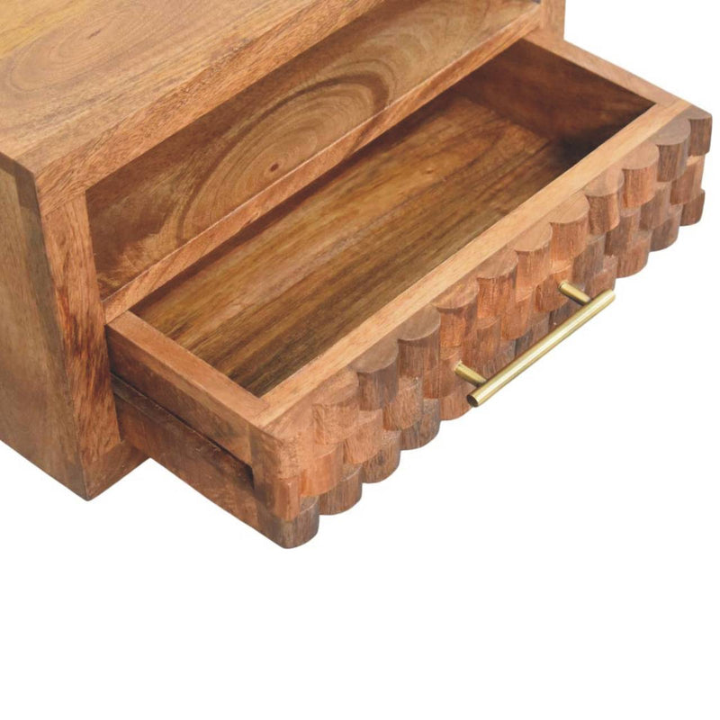 Arno Wall-Mounted Nightstand in Golden Teak Artisan