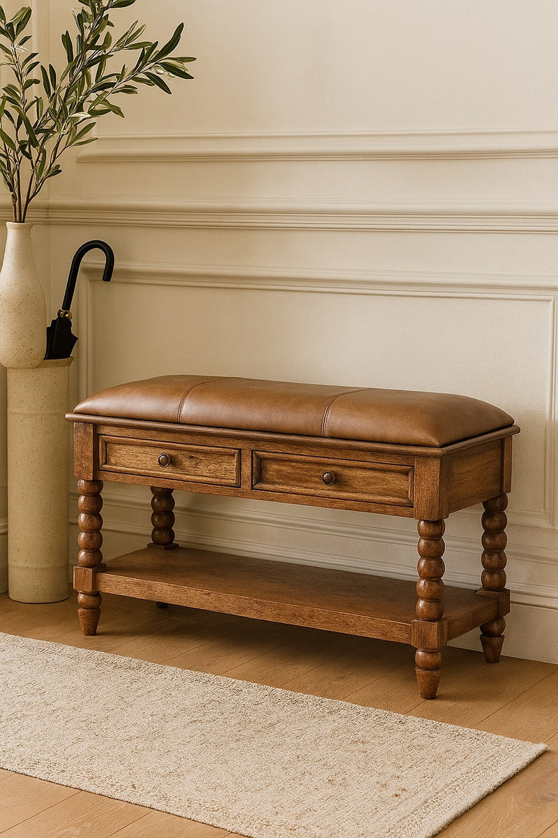 Leather Spindle Bench Artisan
