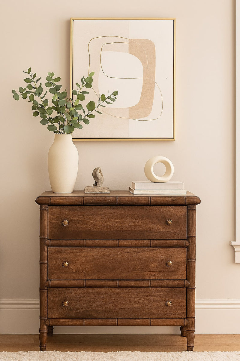 Bamboo Carved 3-Drawer Chest Artisan