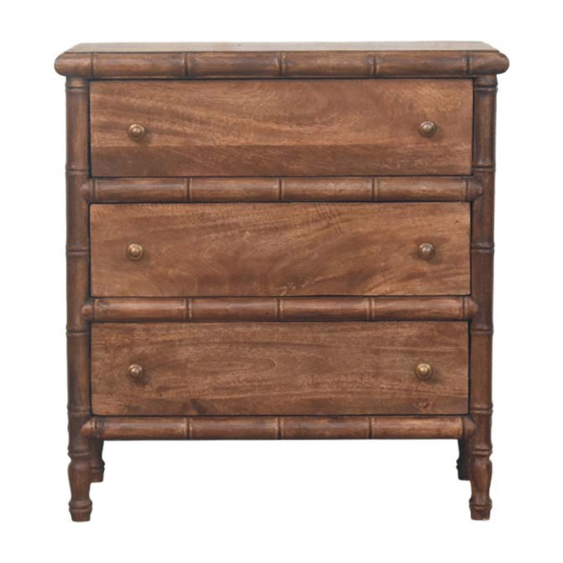Bamboo Carved 3-Drawer Chest Artisan