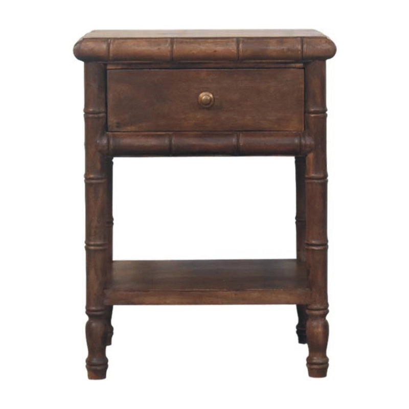 Bamboo Carved Bedside Nightstand Table Artisan