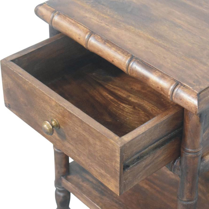 Bamboo Carved Bedside Nightstand Table Artisan