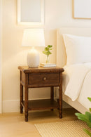 Bamboo Carved Bedside Nightstand Table Artisan