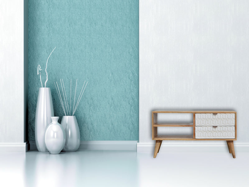 Sleek White Carved Media Unit