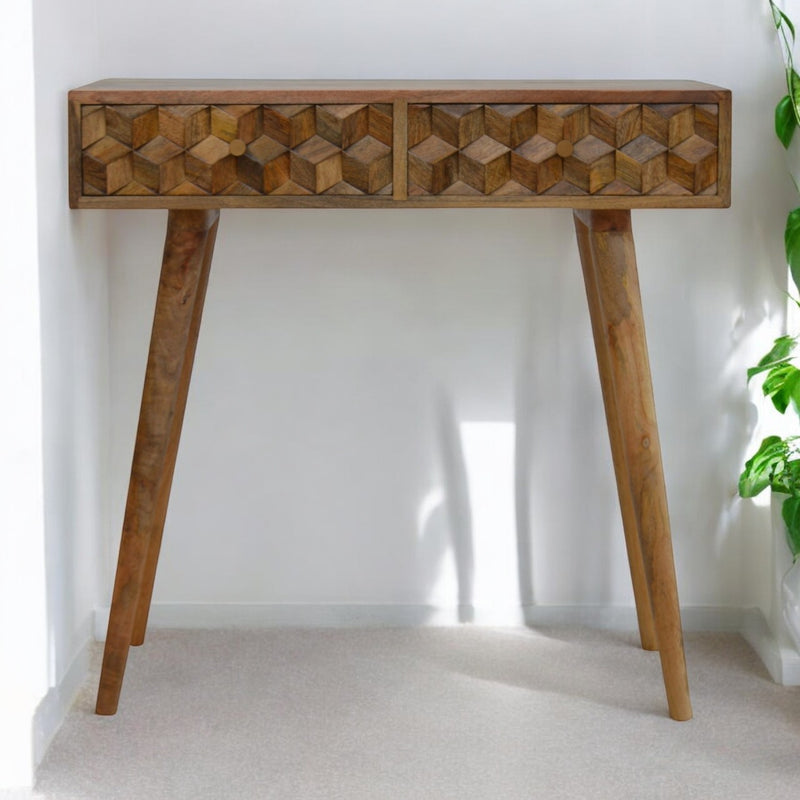 Cube Carved Console Table
