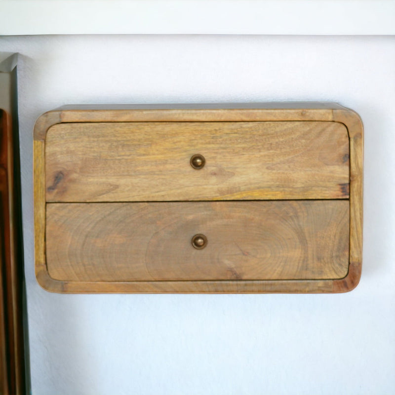 Oak-ish 2 Drawer Floating nightstand Artisan
