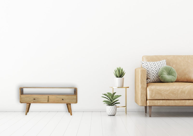 Curved Oak-ish Media Unit Artisan