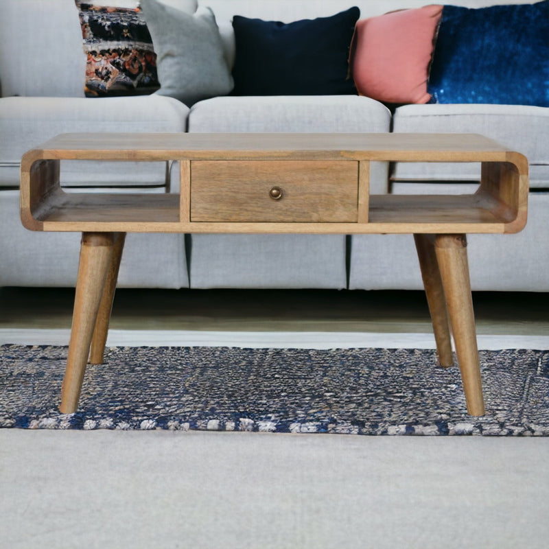 Curved Oak-ish Coffee Table Artisan