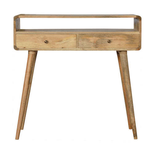 Curved Oak-ish Console Table Artisan