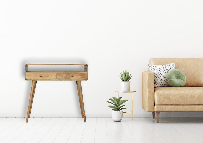 Curved Oak-ish Console Table Artisan