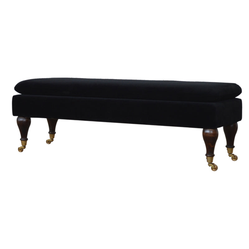 Black Velvet Castor Bench