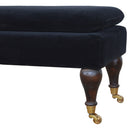 Black Velvet Castor Bench