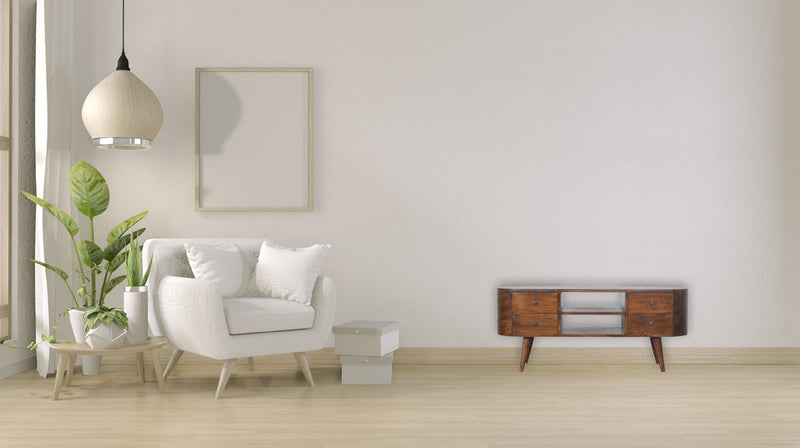 Chestnut 4-Drawers Rounded TV Stand Artisan