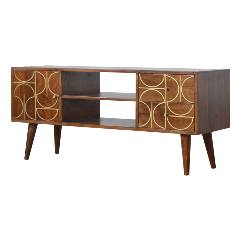 Chestnut Inlay Abstract TV Unit