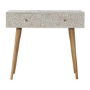 Taupe Floral Bone Console Table