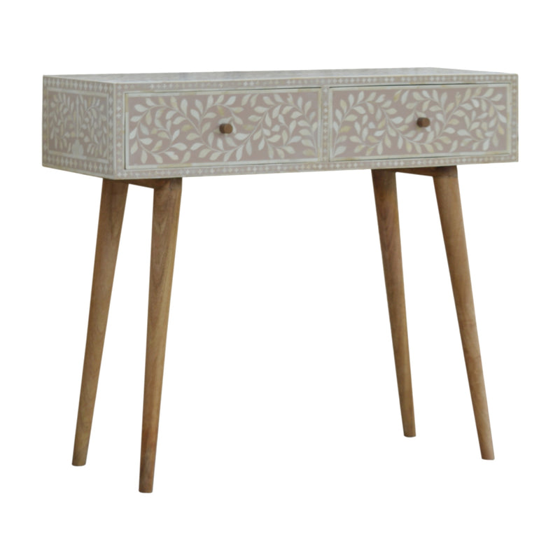 Taupe Floral Bone Console Table