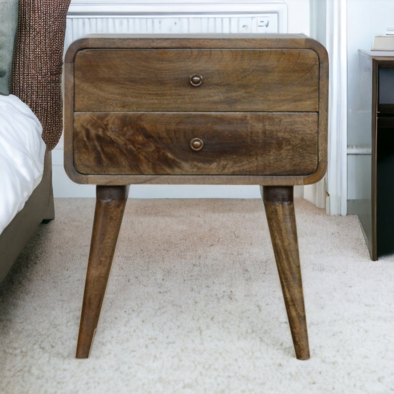 Curved Classic Grey Washed nightstand Artisan