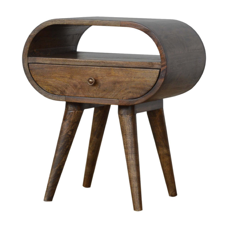 Grey Washed Circular nightstand Artisan