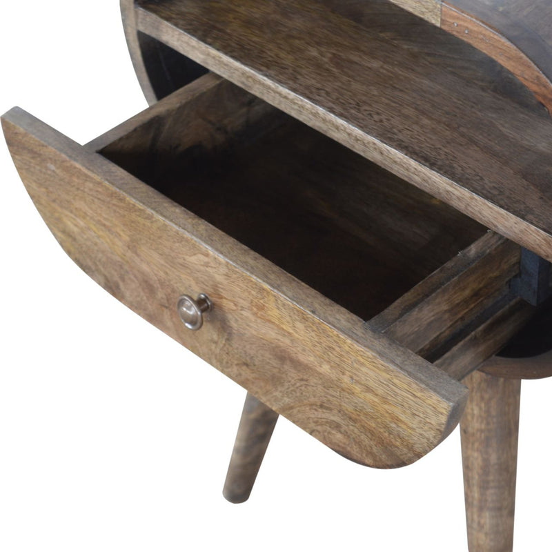 Grey Washed Circular nightstand Artisan