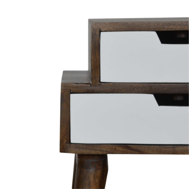 Walnut and White Painted Nightstand