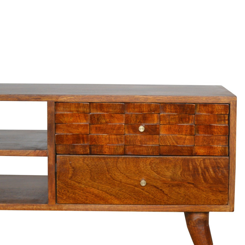 Tile Carved Chestnut TV Stand