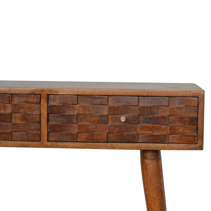 Tile Carve Chestnut Console Table