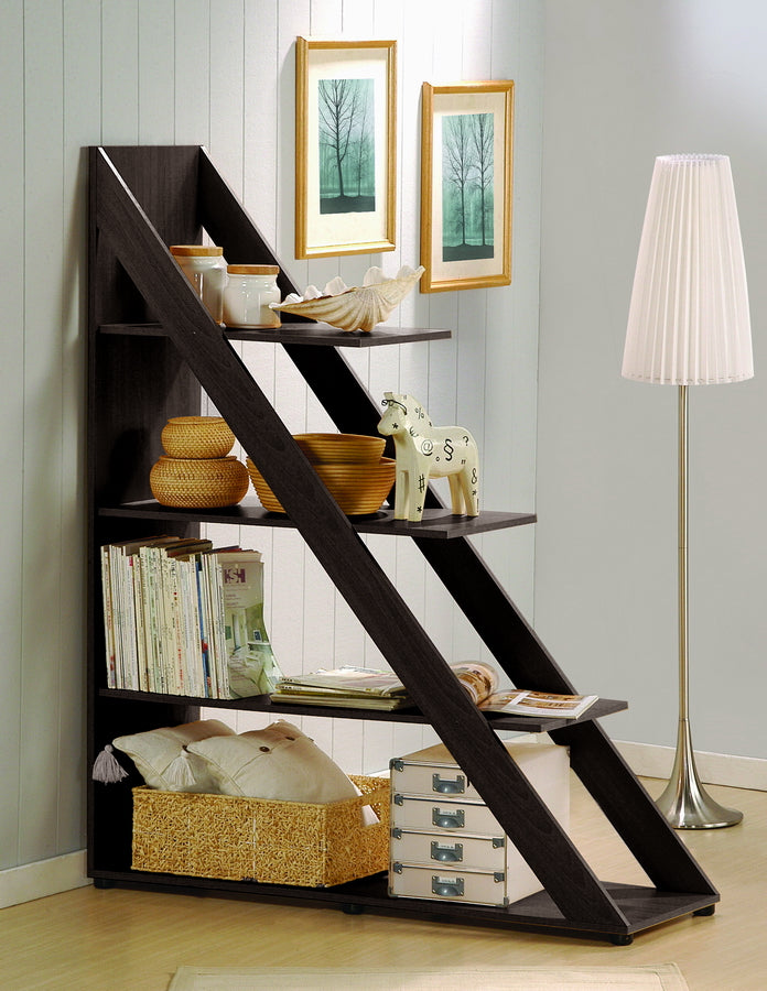 Edmond Diagonally Designed Dark Brown Modern Shelving Unit