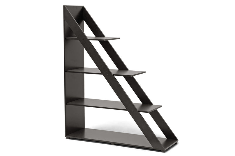 Edmond Diagonally Designed Dark Brown Modern Shelving Unit