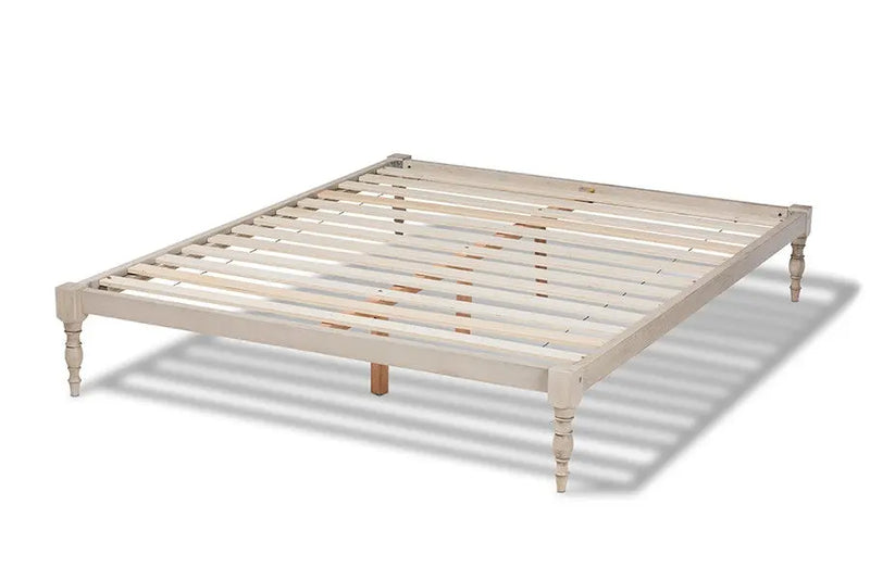 Iseline Antique White Wood Platform Bed Frame (Queen) iHome Studio