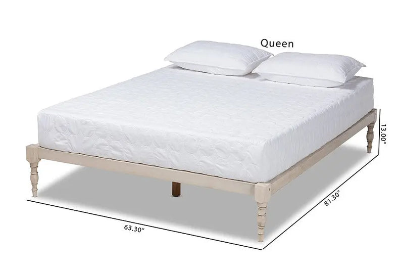 Iseline Antique White Wood Platform Bed Frame (Queen) iHome Studio