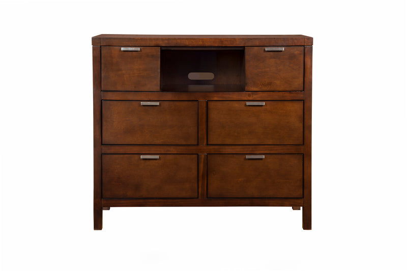 Lorraine 6 Drawers & 1 Open Shelf Media Chest, Cappuccino