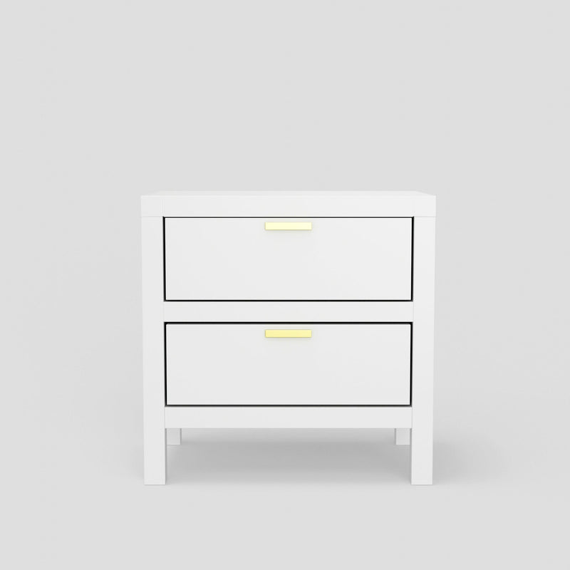 Lorraine 2 Drawer Nightstand, White Alpine