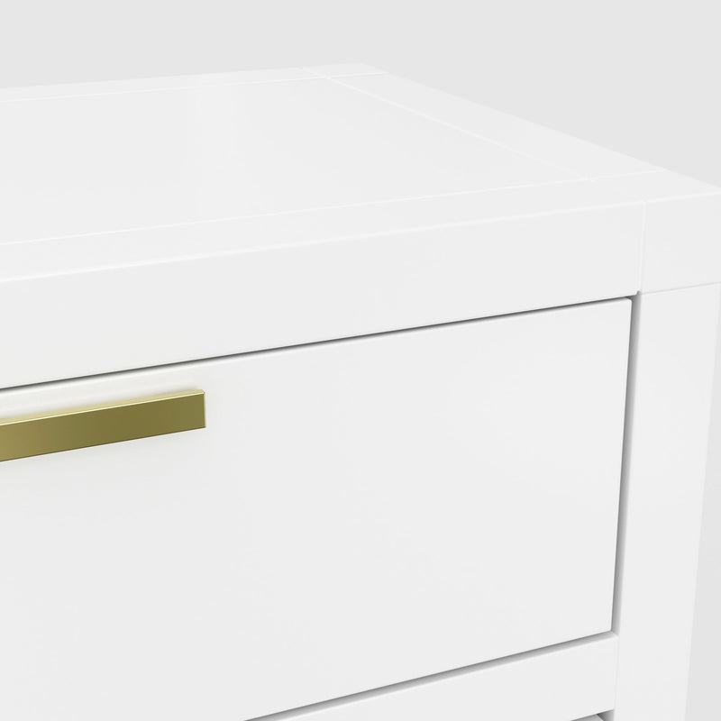 Lorraine 2 Drawer Nightstand, White Alpine