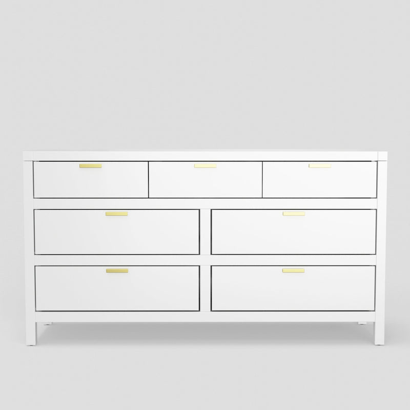 Lorraine 7 Drawer Dresser, White Alpine