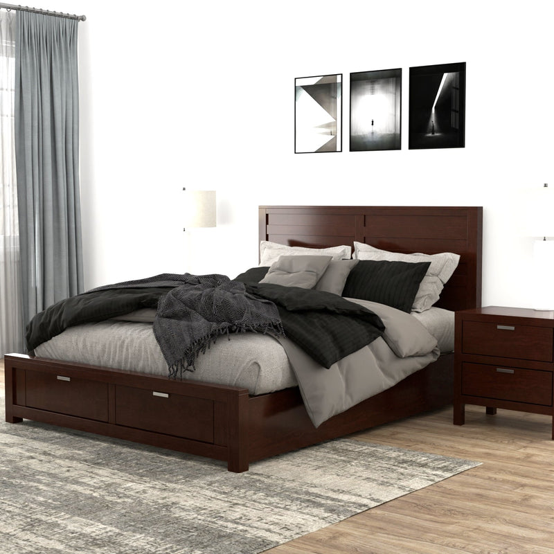 Lorraine Eastern King Storage Bed, Cappuccino Alpine